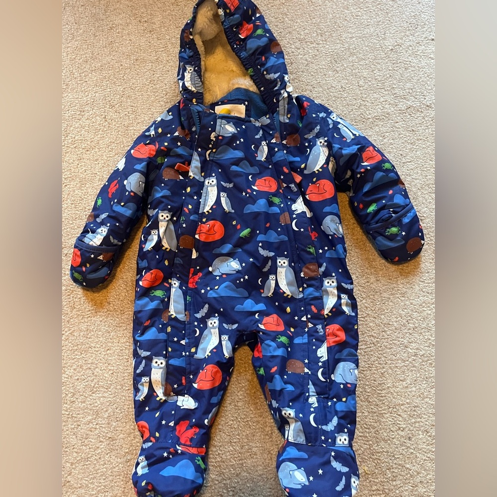 Blue Owl Print Snowsuit